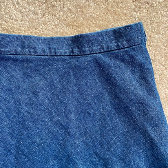 Zara denim chambray midi a-line full skirt L - Picture 7 of 8